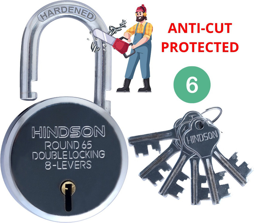 HINDSON Lock and key door lock for home gate shutter round 65mm 6
