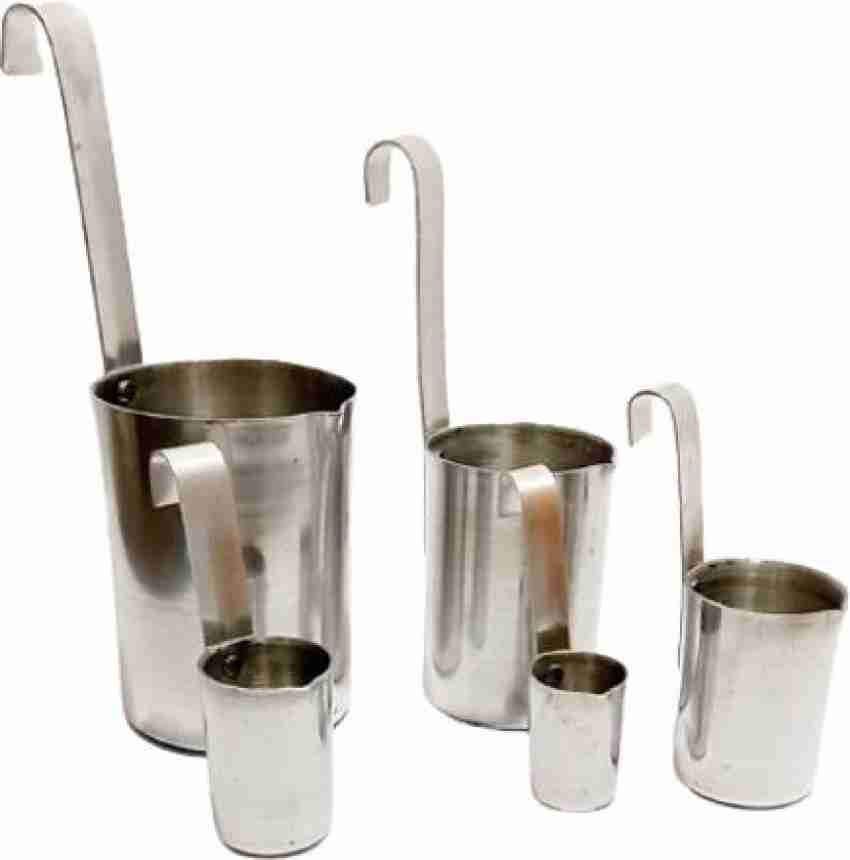 Silver tech Set of milk/oil Measuring wth Vertical Handles. Setof5