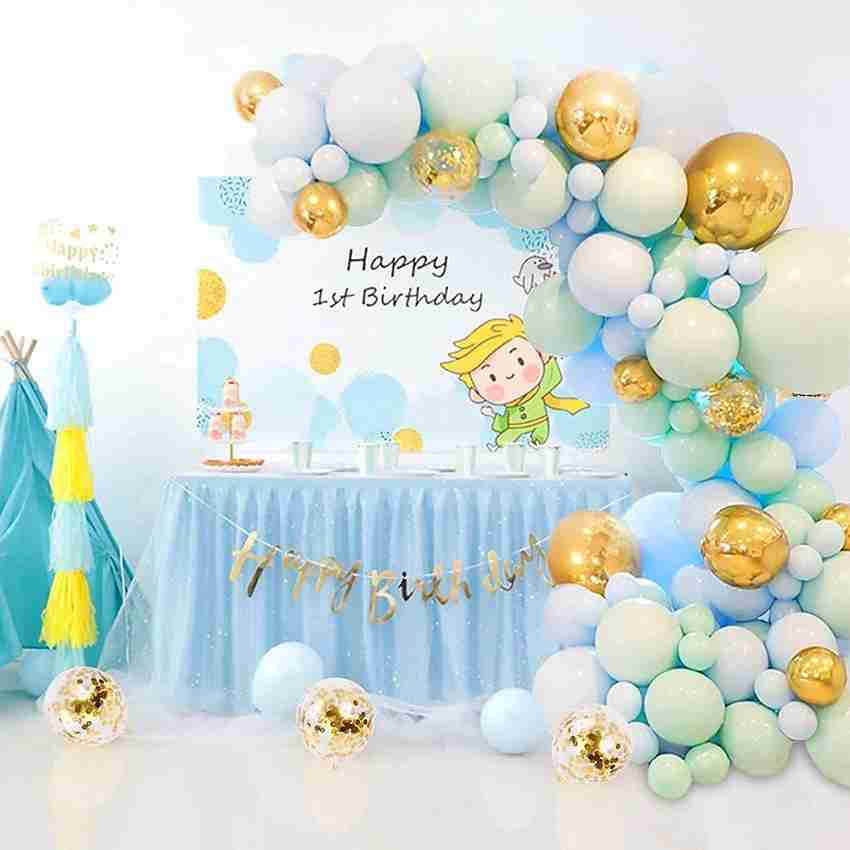 Blue and green baby shower decorations top