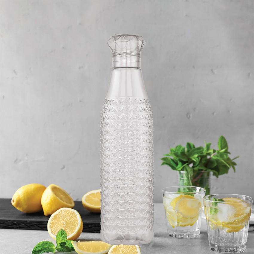 Acopa 32 oz. Textured Glass Water Bottle with Clear Swing Top Lid