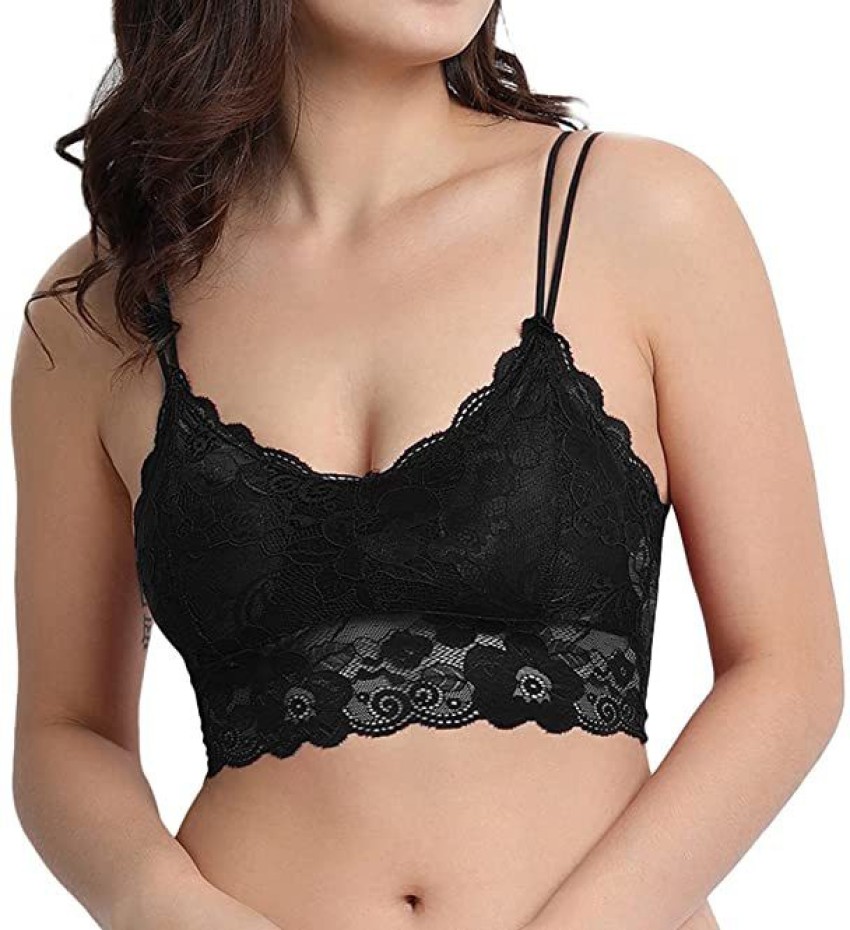 Buy Style Flakes Padded Lace Bralettes Sexy Lace Bralette with Straps Fancy  Bra for Women and Girls Pack of 3 Black Blue Red Size 28 to 36 at