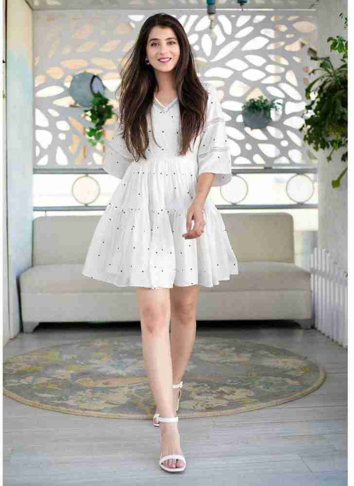 Simple white frock outlet design