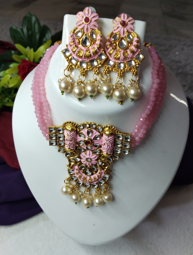 Pink jewellery set deals flipkart