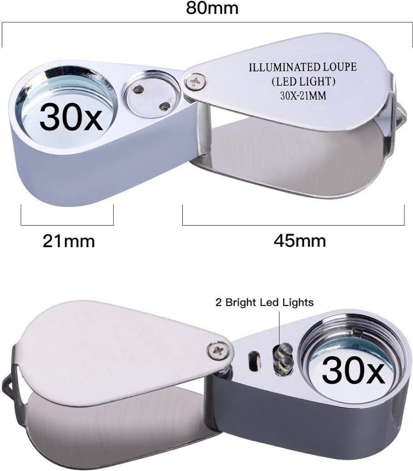 Levin Eye Loupe Magnifier,Led Jewelry magnifying Glass Jewelers Loop for  Rocks, Stamps 40X Jewelry loupe glass