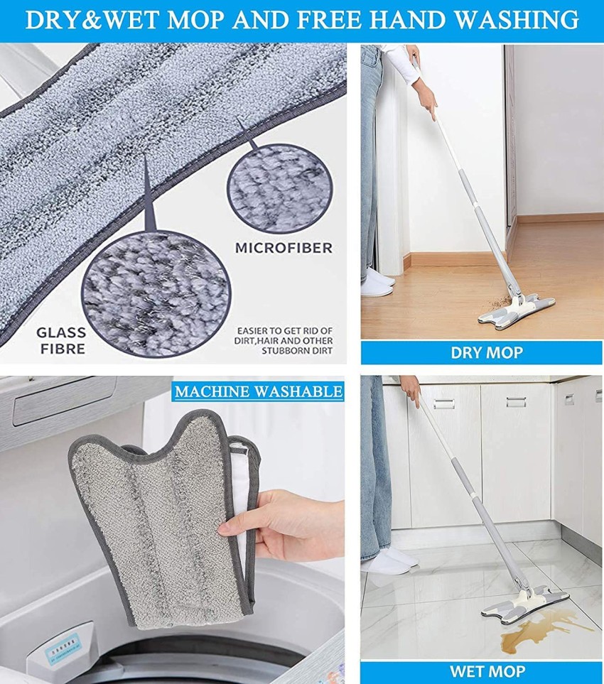 Qozent Household Mop Automatic Spin Mop Cleaning and drying mop(With 2  Refill) Wet & Dry Mop Price in India - Buy Qozent Household Mop Automatic  Spin Mop Cleaning and drying mop(With 2