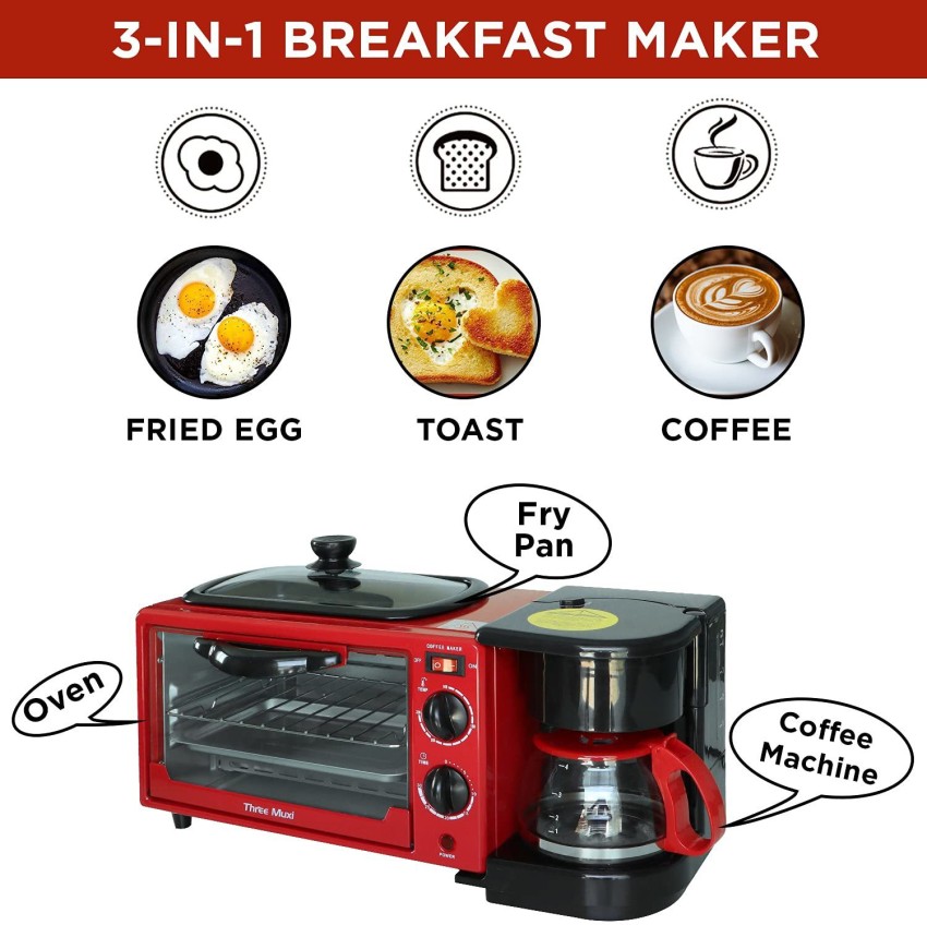 GOLKIPAR 9-Litre Family Electric Breakfast Maker 3-in-1 Portable