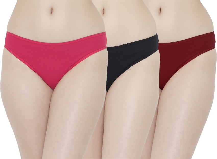 Buy Bleeding Heart's Red Mid Waist Bikini Panty for Women Pack of