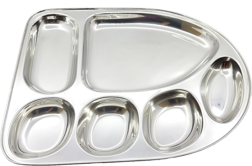 SVSONLINE stainless steel dinar plate thali in 6 compartment set of 1 Dinner Plate Price in India Buy SVSONLINE stainless steel dinar plate thali in 6 compartment set of