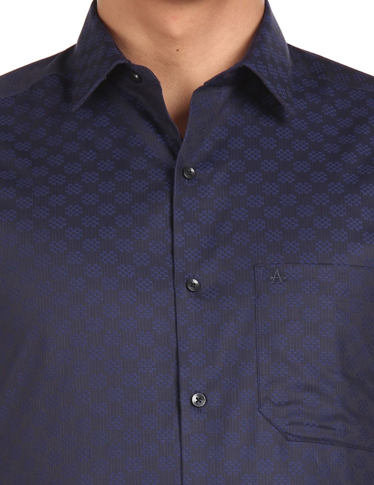 ARROW Men Self Design Formal Blue Shirt - Buy ARROW Men Self