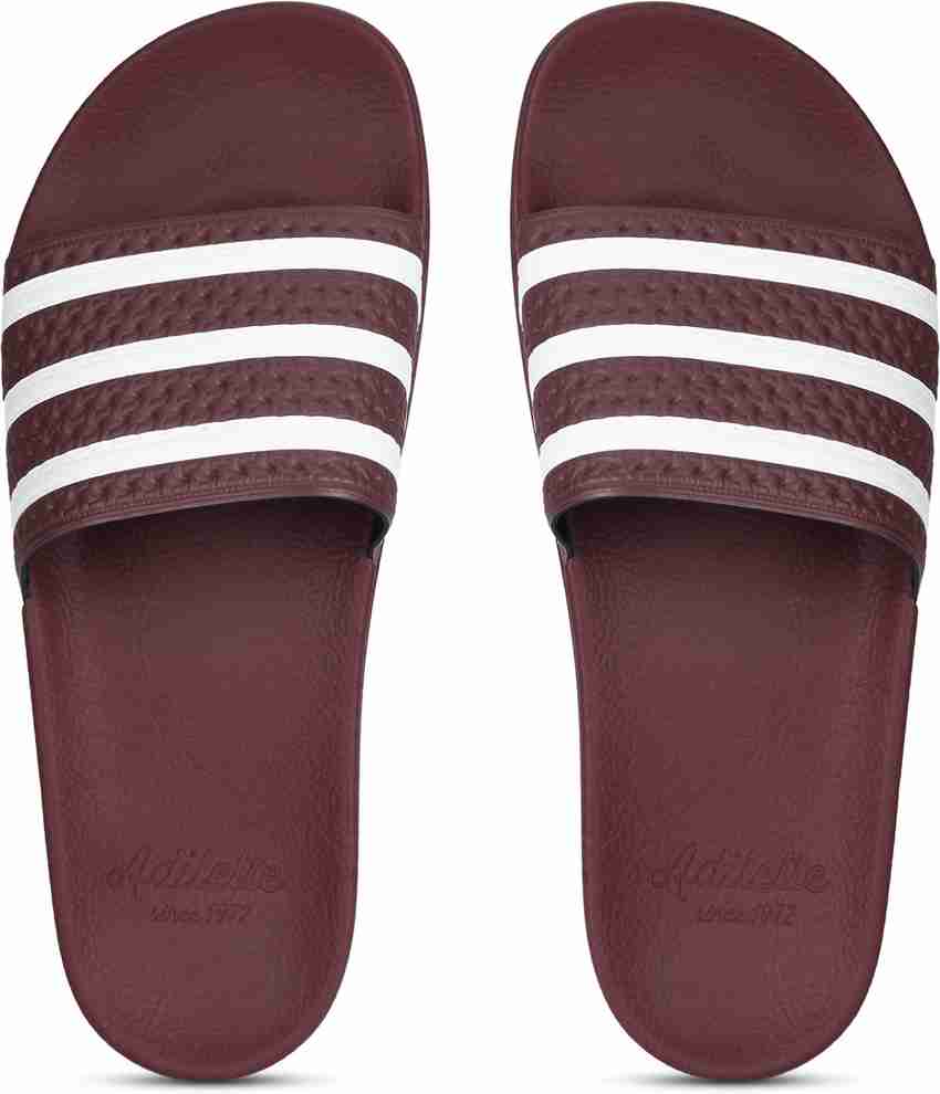Maroon adidas sale slides