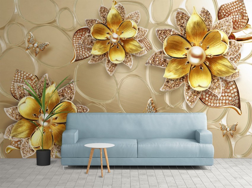 INFINITY INTERIORS | Beautiful 3D Flower | Waterproof Wall Stickers | PVC  Self Adhesive Vinyl Wall Poster for Living Room, Hall, Play Room, Bedroom