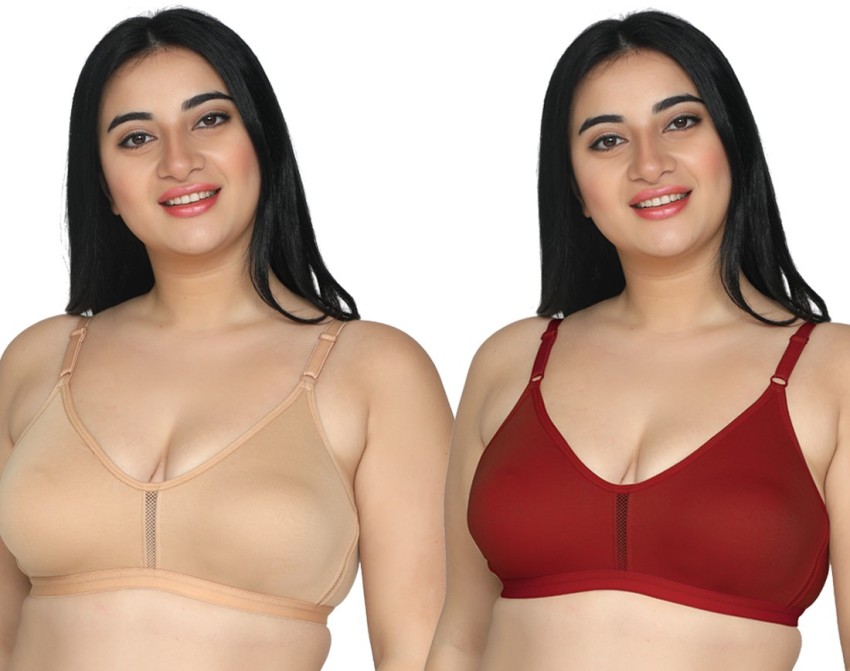 Buy PIECE OF COMFORT MAROON NON WIRED NON PADDED BRA AND BIKINI BOTTOM SET  for Women Online in India