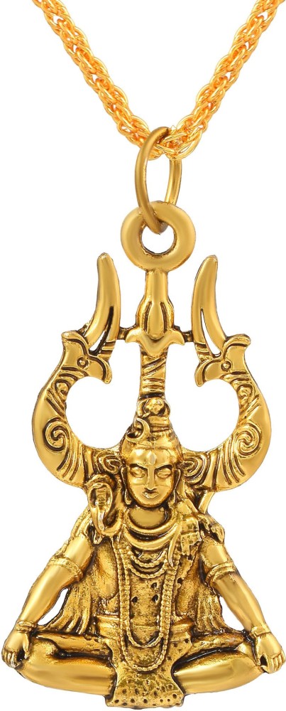 Morir Micron Gold Plated Brass Khatu Shyam Ji Shyam Baba Chain Necklace Gold-plated Brass Pendant