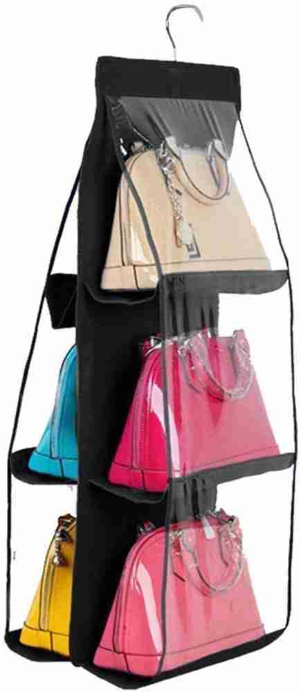 Purse Handbag Organizer 6 Pocket Foldable Large Clear Anti Dust Hanging  Storage Bag Organizer with Hook Purse Hanger Storage Holder for Wardrobe