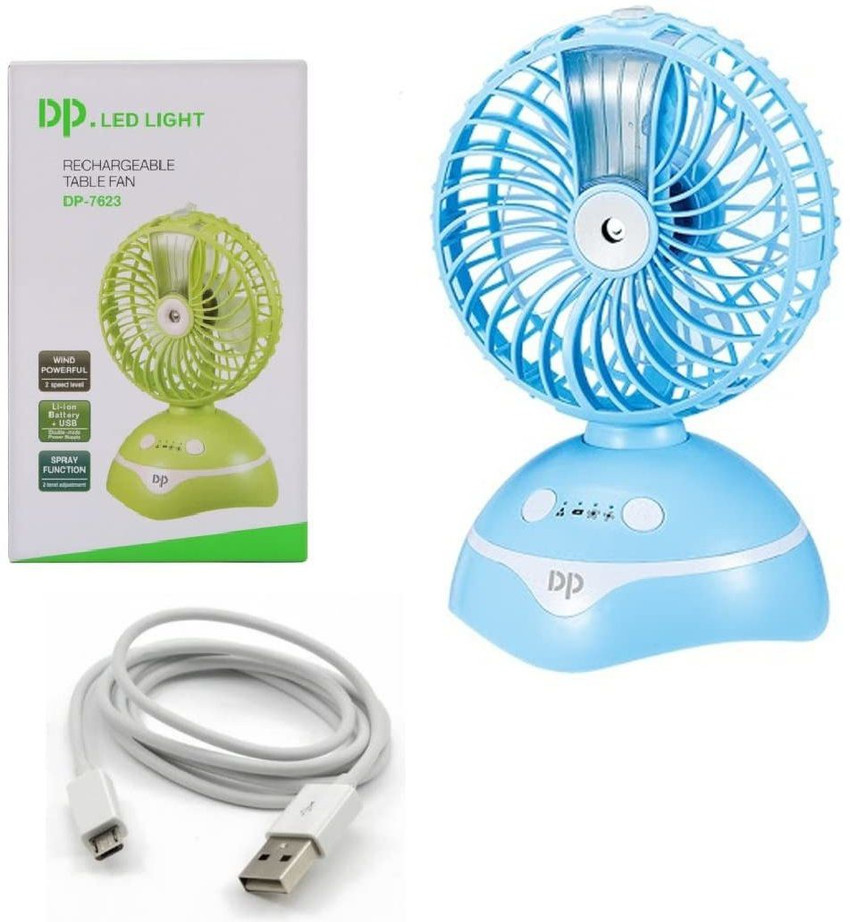 Small Desk Fan with Mist Spray,LED Night Light,Electric Battery Operated  Water Misting Fan,USB Rechargeable Portable Quiet Mini Desktop Table  Cooling