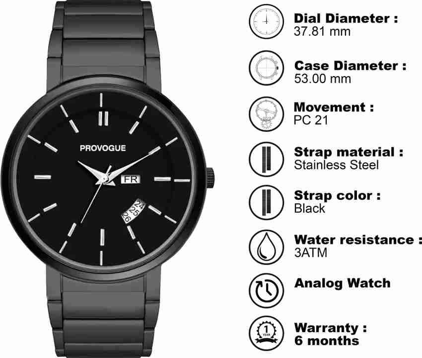 Provogue watches roman eur fob black sale stitch price