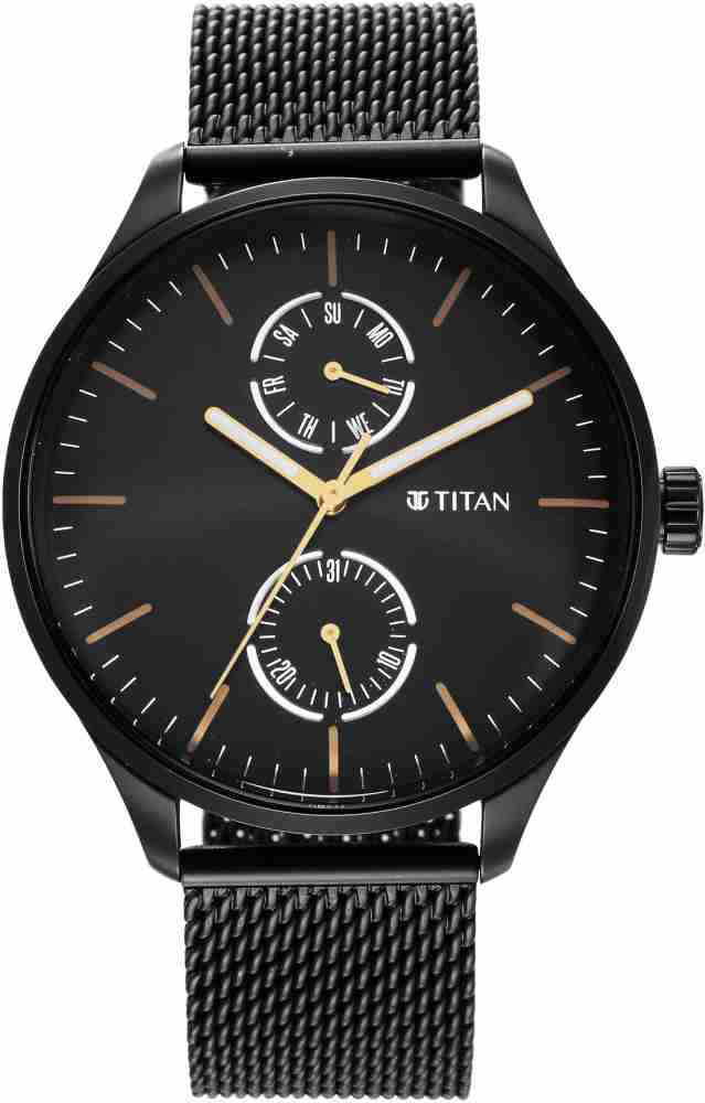 Titan black metal watches for clearance mens