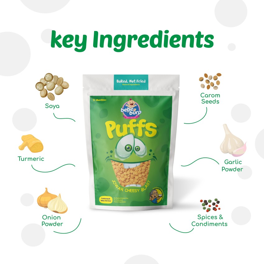 Buy bebe burp Jowar Cheesy Blast Puffs - Protein Snack, Baked, No