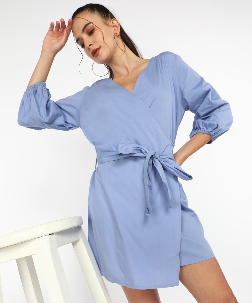 Pale blue sales wrap dress