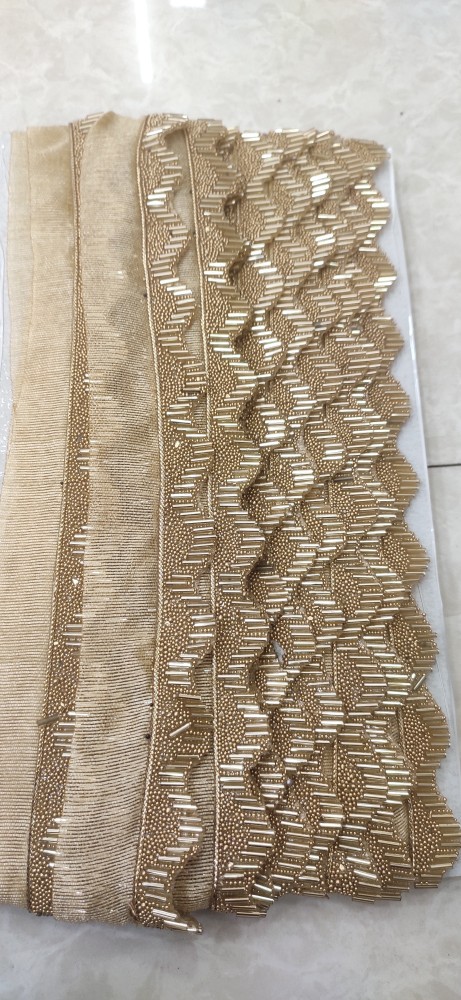 M S ZARIWALA Crystal Hanging Lace Golden Tassels Latkan Laces Heavy Pipe  Border for Dresses (9 Mtr) : : Home & Kitchen
