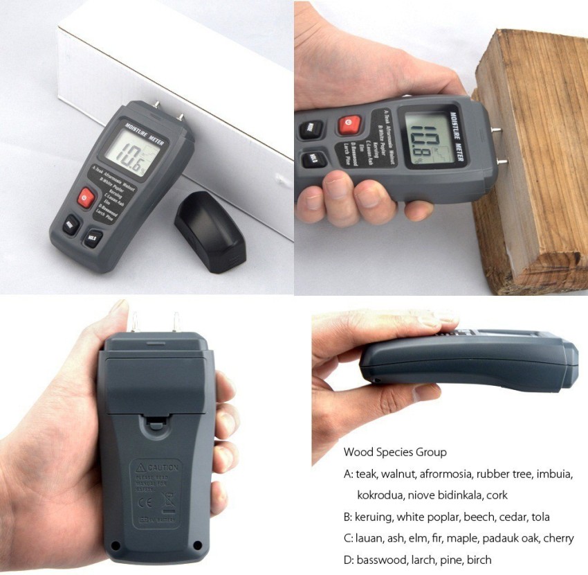 Emt01 0-99.9% Two Pins Digital Wood Moisture Meter Wood Humidity Tester  Hygrometer Timber Damp Detector Large Lcd Display - Temu