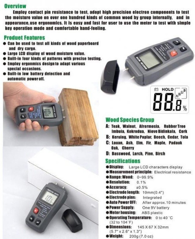 Wood Moisture Meter Digital Moisture Meter Humidity Meter Portable