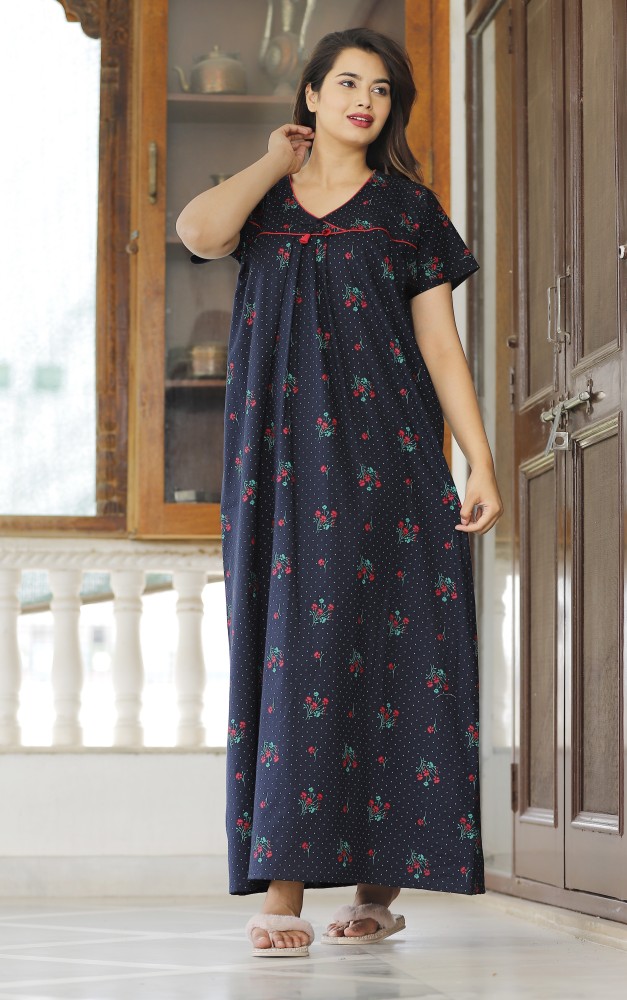 Indian Handicraft Cotton Women/Girls Night Gown/Nighties/Night Wear Casual  Free Size Combo-Pack