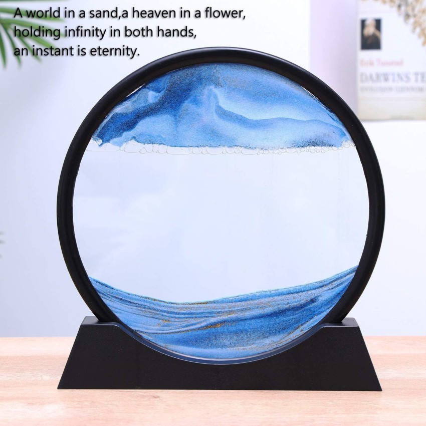 7in Flowing Sand Painting, Sand Art Liquid Motion Sand Pictures In Motion  3D Dynamic Round Glass Sand Frame Flowing Sand Picture Desktop Art Toys for  Home Office Decor 