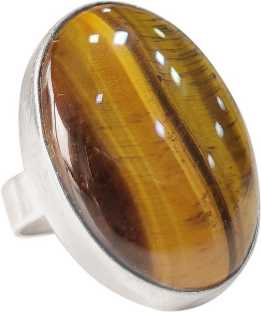 Shubhanjali Tiger Eye Natural Oval Shape Crystal Adjustable Stone