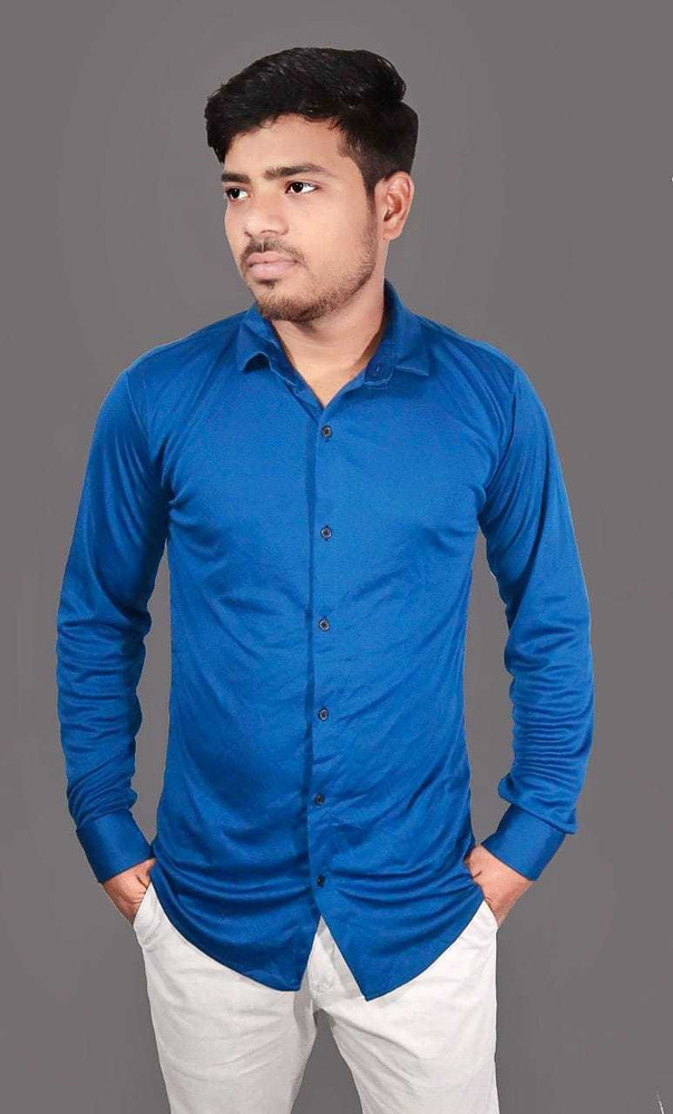 zarvic Men Solid Casual Blue Shirt Buy zarvic Men Solid Casual