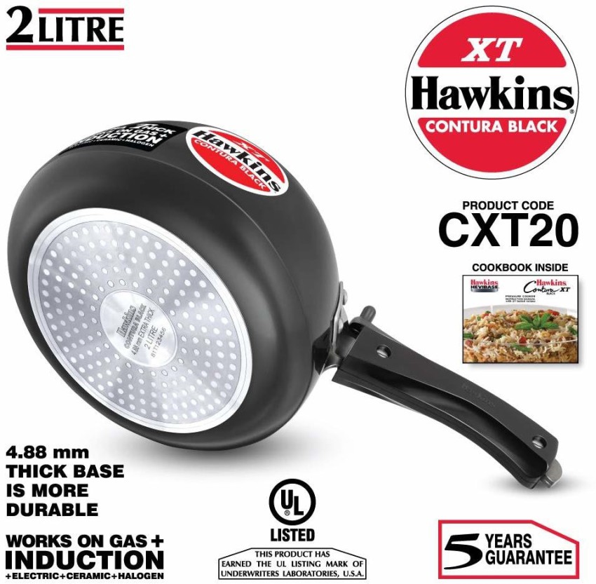 Hawkins CXT30 Contura Hard Anodized Induction Compatible Extra Thick Base Pressure Cooker, Black, 3L, 3 L