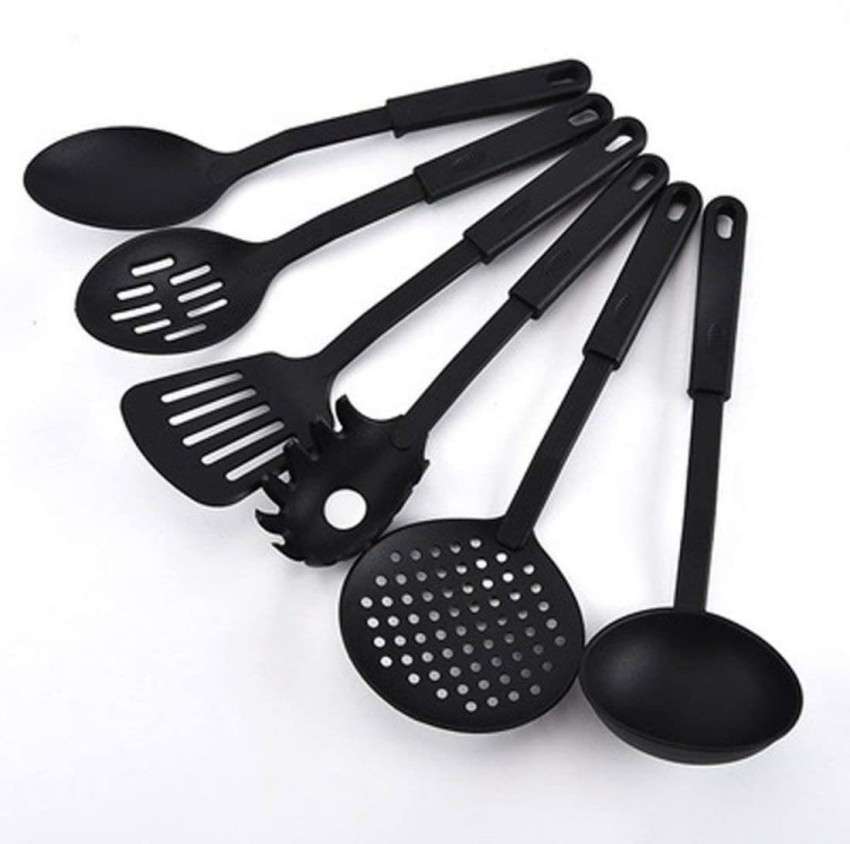 Bpa Free Silicone Kitchen Utensil Set - Spoon. Ladle And Spatula - Dishwasher  Safe - Non-stick - Heat Resistant (5 Pcs Black)