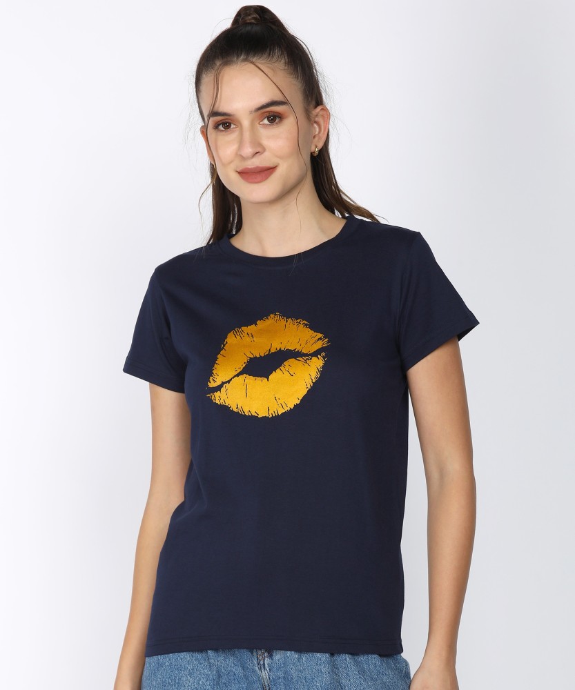 Koovs Printed Women V Neck Dark Blue T Shirt Buy Koovs Printed Women V Neck Dark Blue T Shirt Online at Best Prices in India Flipkart