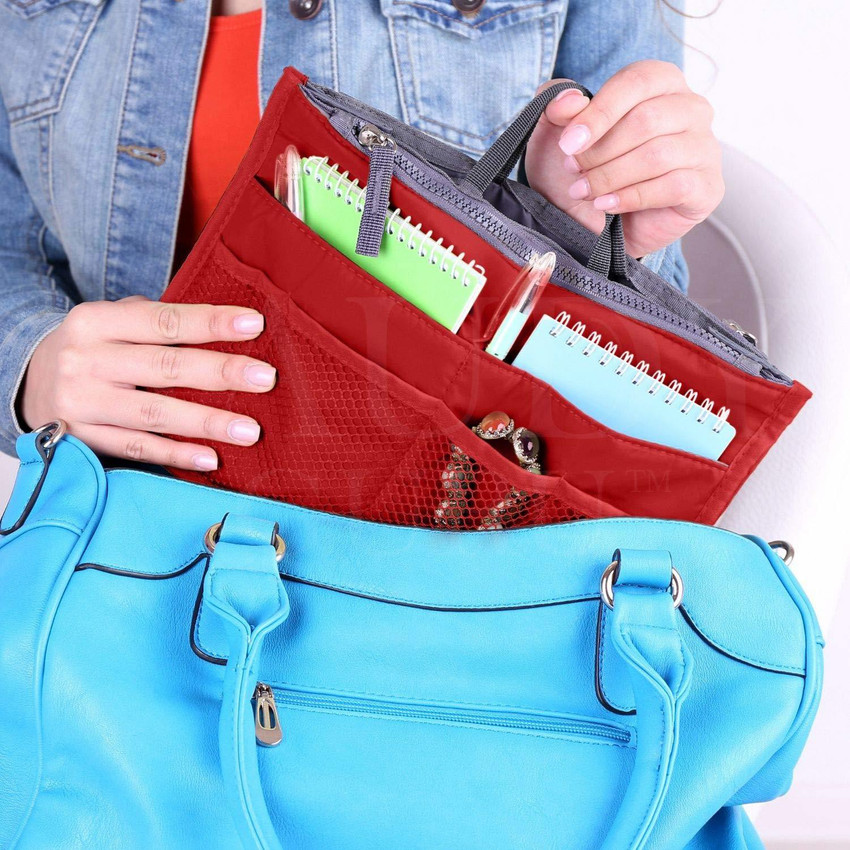 Red purse store organizer