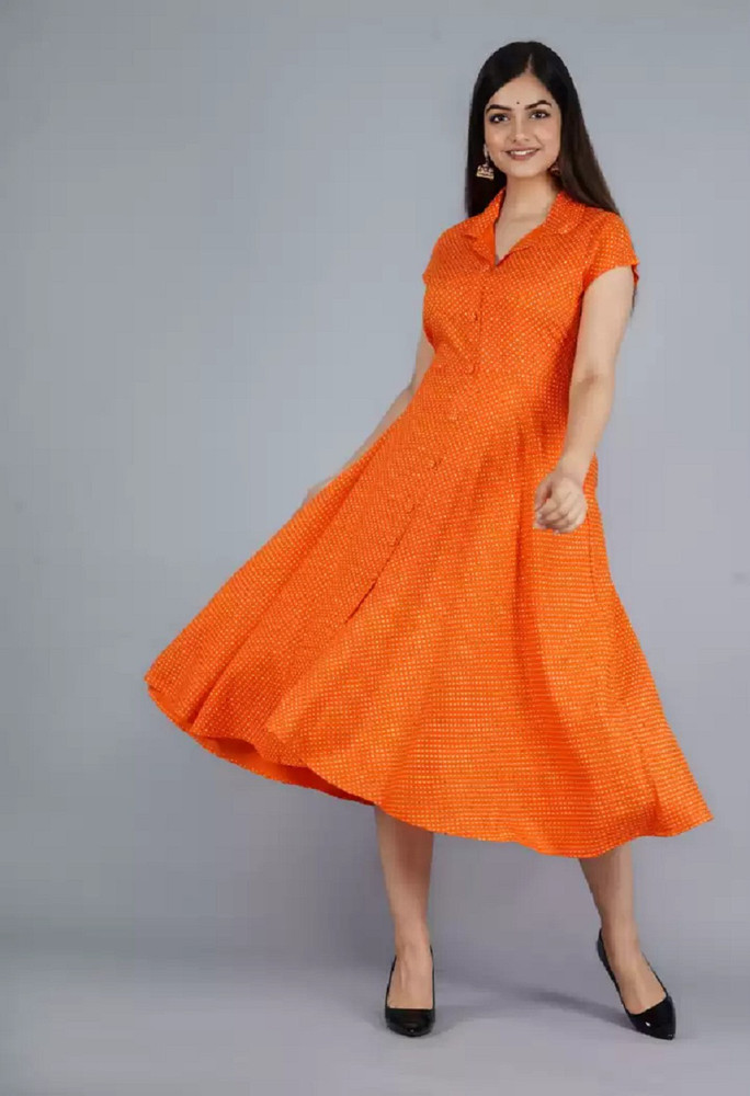 Orange colour frock discount