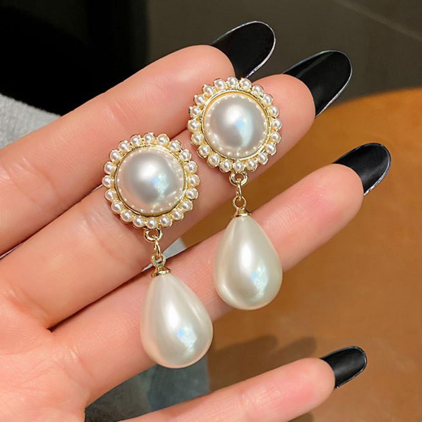 50s Vintage Gold Pearl Earrings  BODEMENTS