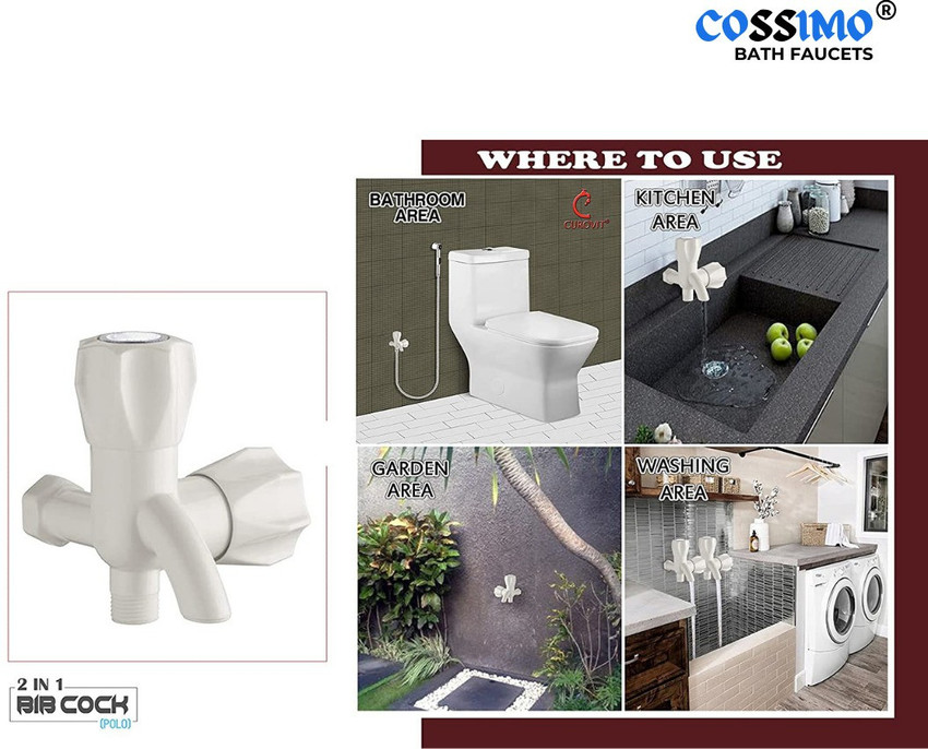 COSVIT Polo Plastic Two In One Bib Taps For Bathroom Set of 2 Bib Tap Faucet Price in India Buy COSVIT Polo Plastic Two In One Bib Taps For Bathroom