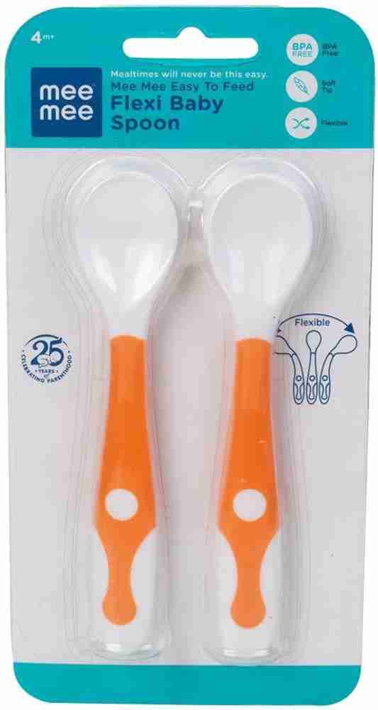 MeeMee Easy To Feed Flexi Baby Spoon Orange Silicone