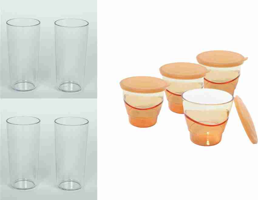 Flipkart SmartBuy (Pack of 6) Clear Prism With Morpicch Designe Shape Water  Glasses Juice Glass Set Water/Juice Glass 300 ml, Plastic, Clear Rs. 198 -  Flipkart