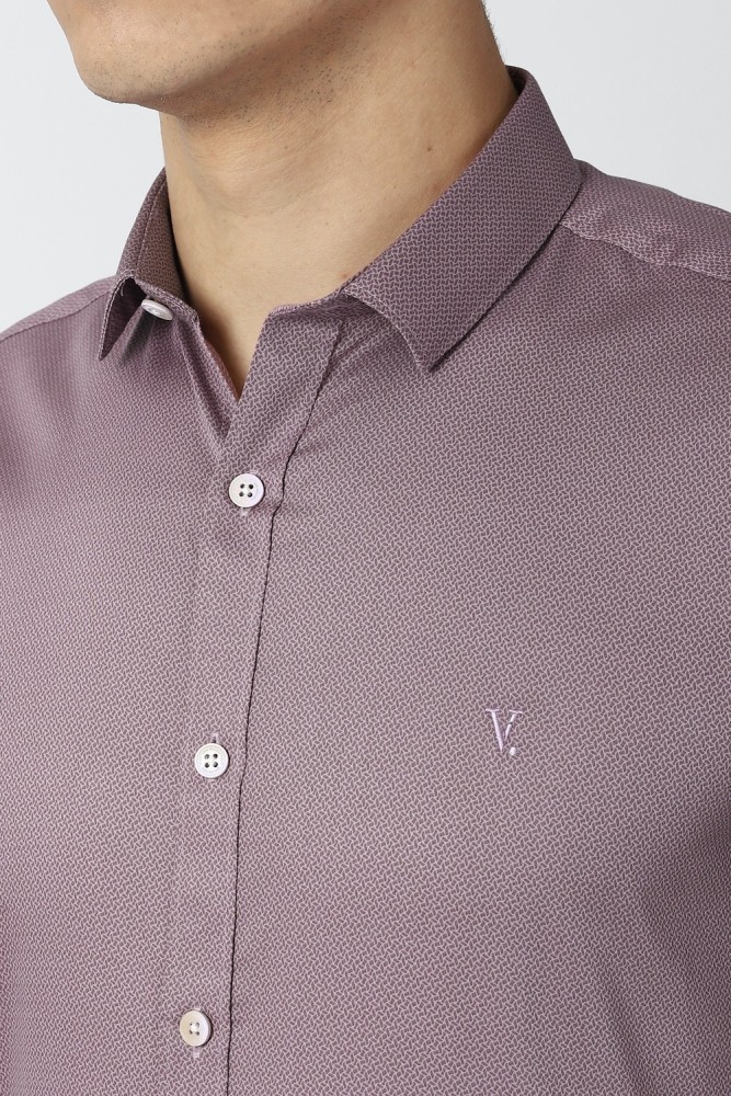 VAN HEUSEN Men Self Design Casual Purple Shirt - Buy VAN HEUSEN