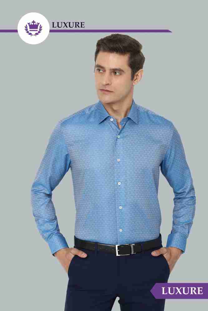 LOUIS PHILIPPE Men Printed Formal Blue Shirt - Buy LOUIS PHILIPPE