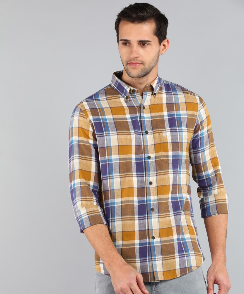 Buy Men Blue Slim Fit Check Full Sleeves Casual Shirt Online