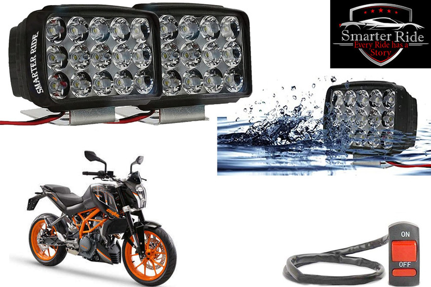 SMARTER RIDE Waterproof 15 LED Fog Light with Switch for KTM Duke 250 Headlight Motorbike LED for KTM 12 V 20 W Price in India Buy SMARTER RIDE Waterproof 15 LED