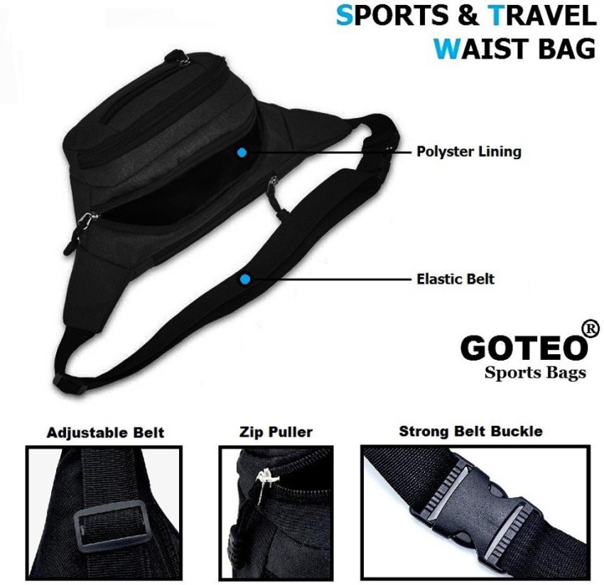 GOTEO Waist Bag Fanny Pack Money Belt Travel Hiking Camping Outdoor Sports  Walking Running Jogging Cycling with Water Bottle Holder Mobile Phone  Document passport Holder Waterproof Bag for Men and Women Waist