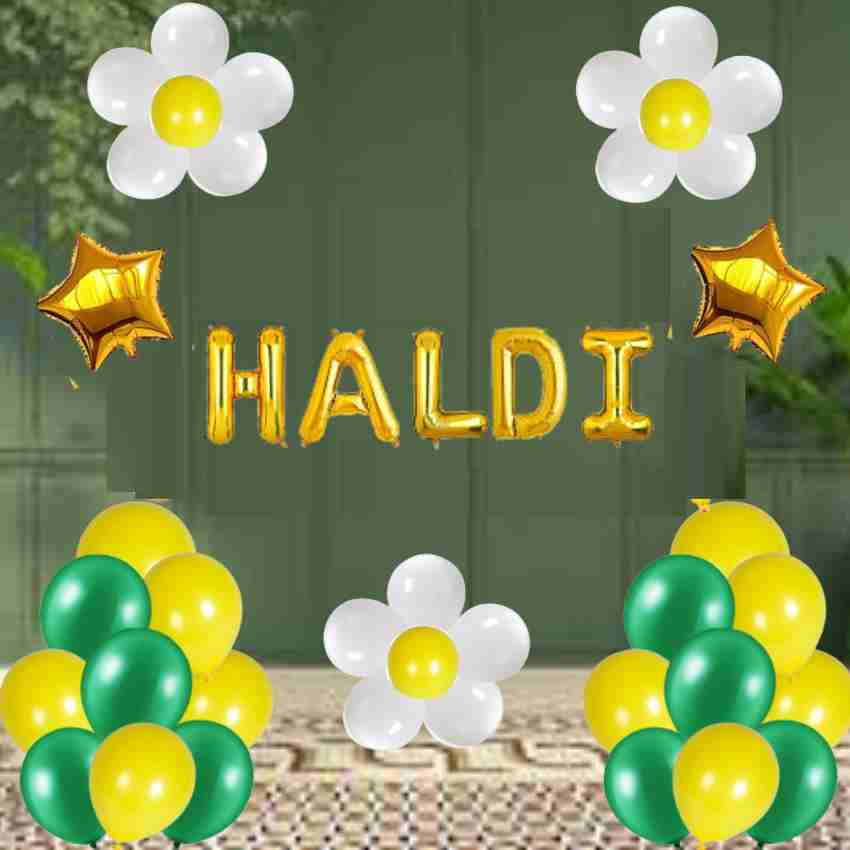 FLICK IN Haldi Decoration Set Foil Balloon Enagagment Haldi