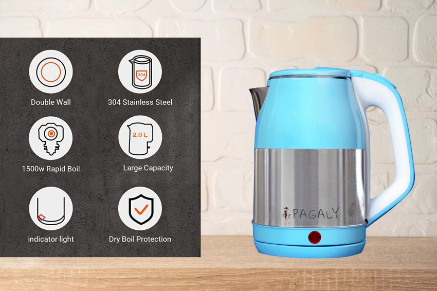 Electric Kettle 2L - Save Big on Stainless Steel Double Wall