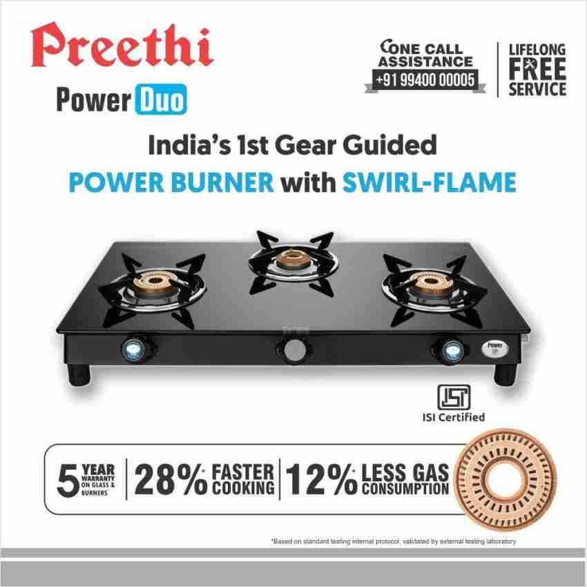 preethi gas stove glass top