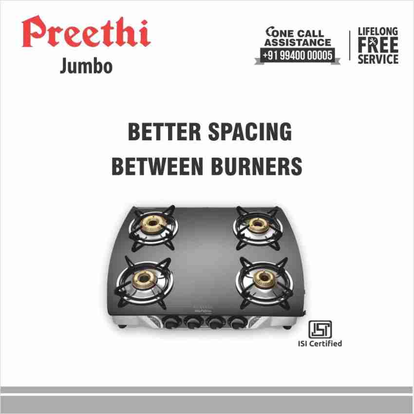 Preethi gas stove 4 deals burner jumbo max