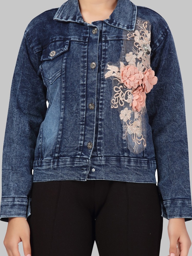 Floral print clearance denim jacket