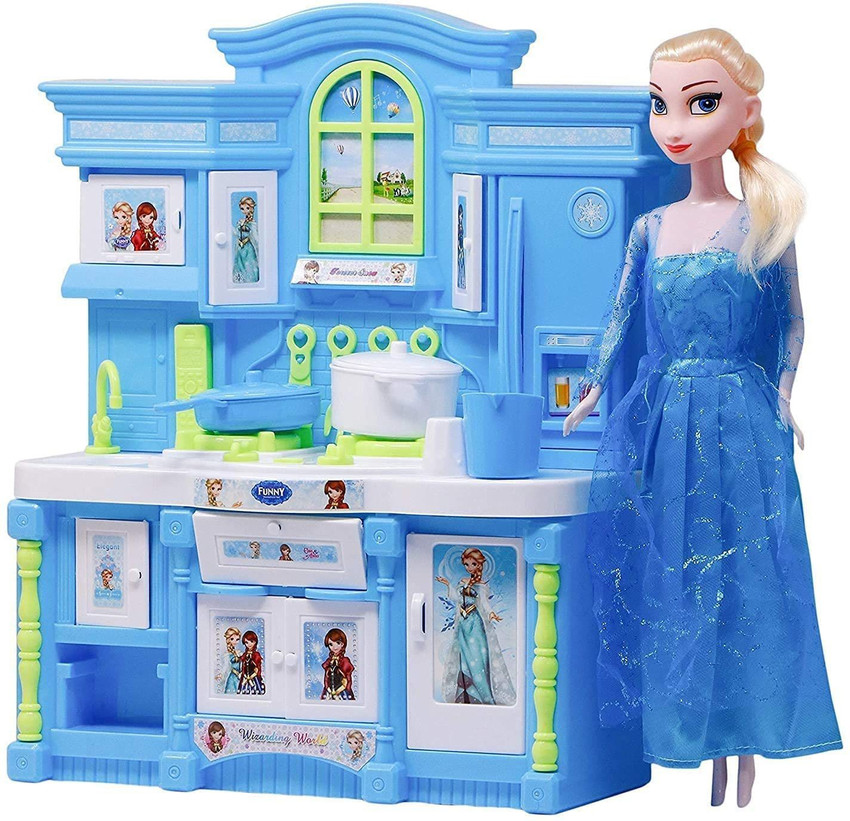 Rjshop Frozen Barbie Doll with World Dream House Kitchen Set